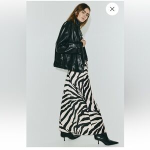 H&M Satin Black/Zebra Midi/Maxi Skirt
